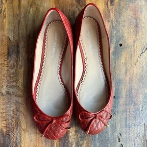 Johnstone and Murphy Brick Red Quilted Ballet Flats 7.5